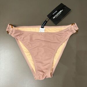 PrettyLittleThing Taupe Tortoise Ring Tan Bikini Bottom Swimwear - Size 4